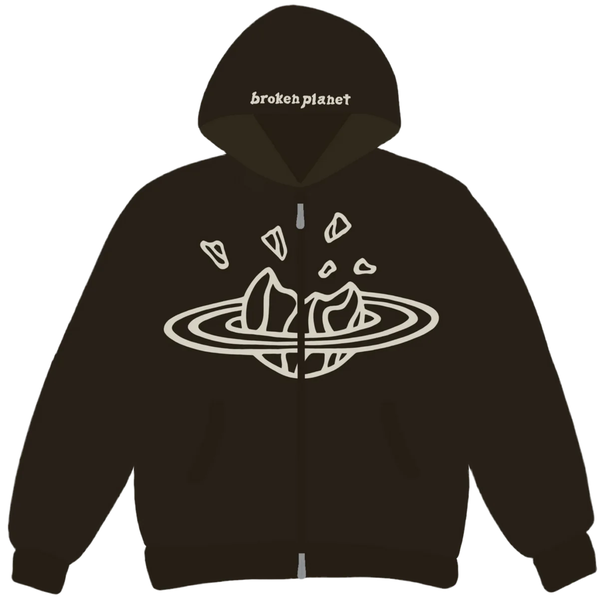 BROKEN PLANET ZIP UP HOODIE ‘DARK BROWN’