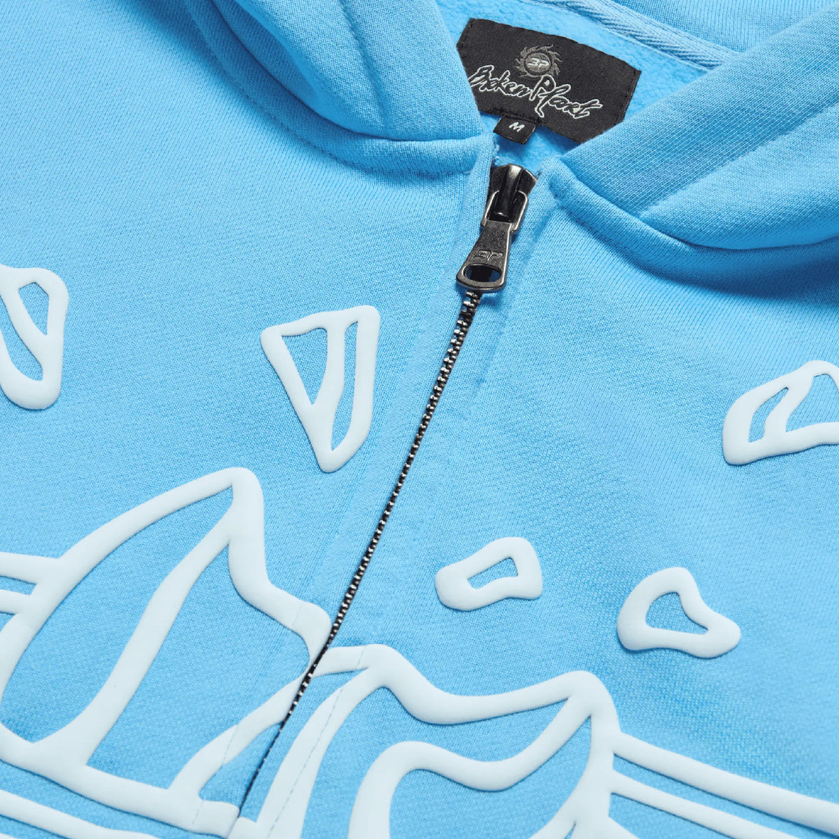 BROKEN PLANET ZIP UP HOODIE LIGHT BLUE