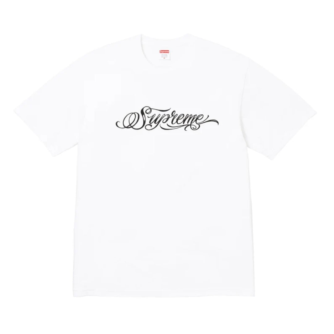 SUPREME SCRIPT LOGO TEE WHITE