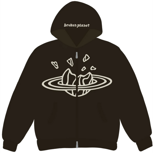 BROKEN PLANET ZIP UP HOODIE ‘DARK BROWN’