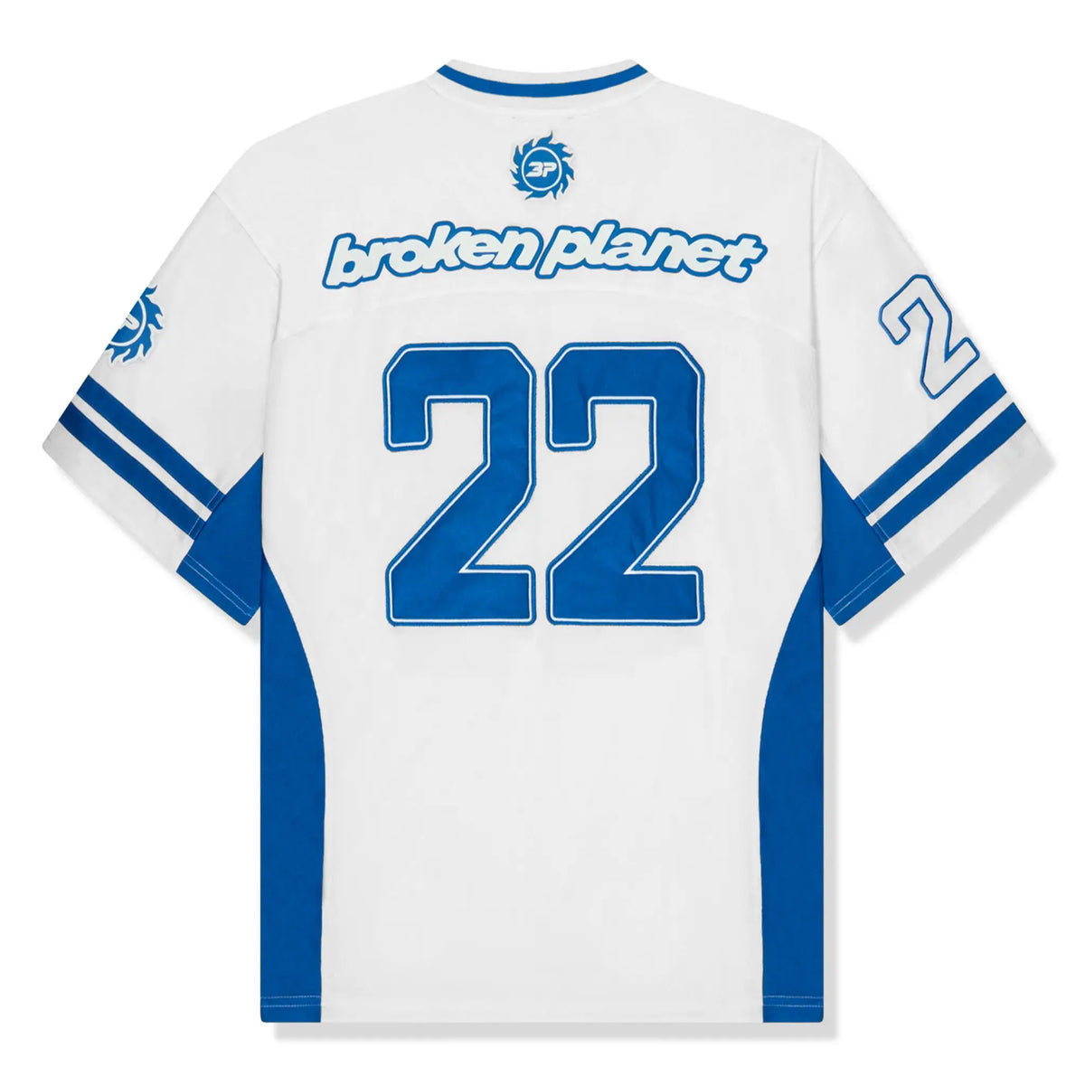 BROKEN PLANET FOOTBALL JERSEY TEE WHITE BLUE