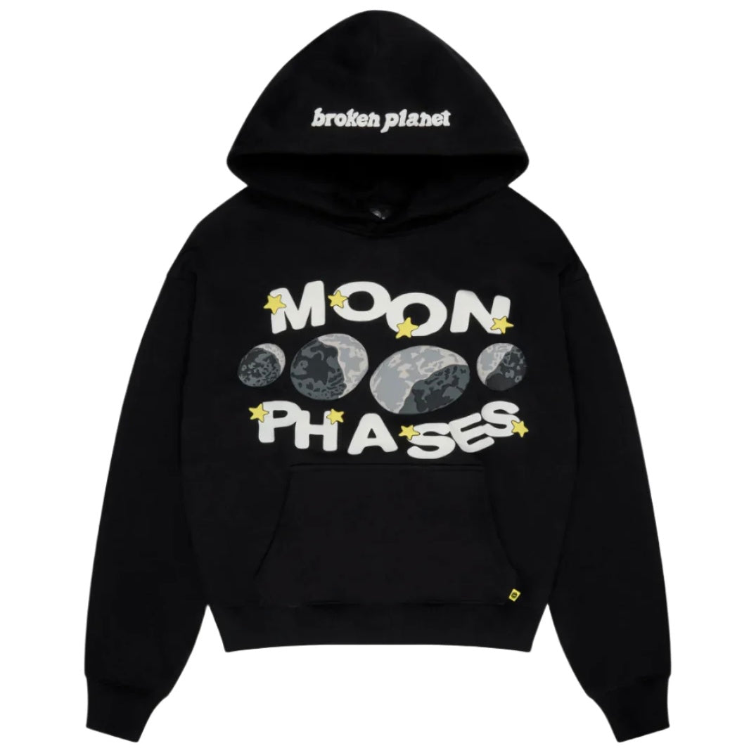 BROKEN PLANET MOON PHASES HOODIE MIDNIGHT BLACK