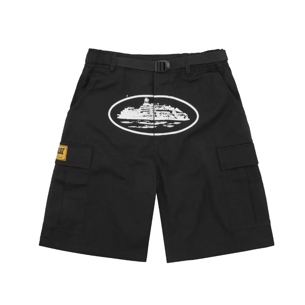 CORTEIZ GUERILLAZ CARGO SHORTS BLACK WHITE