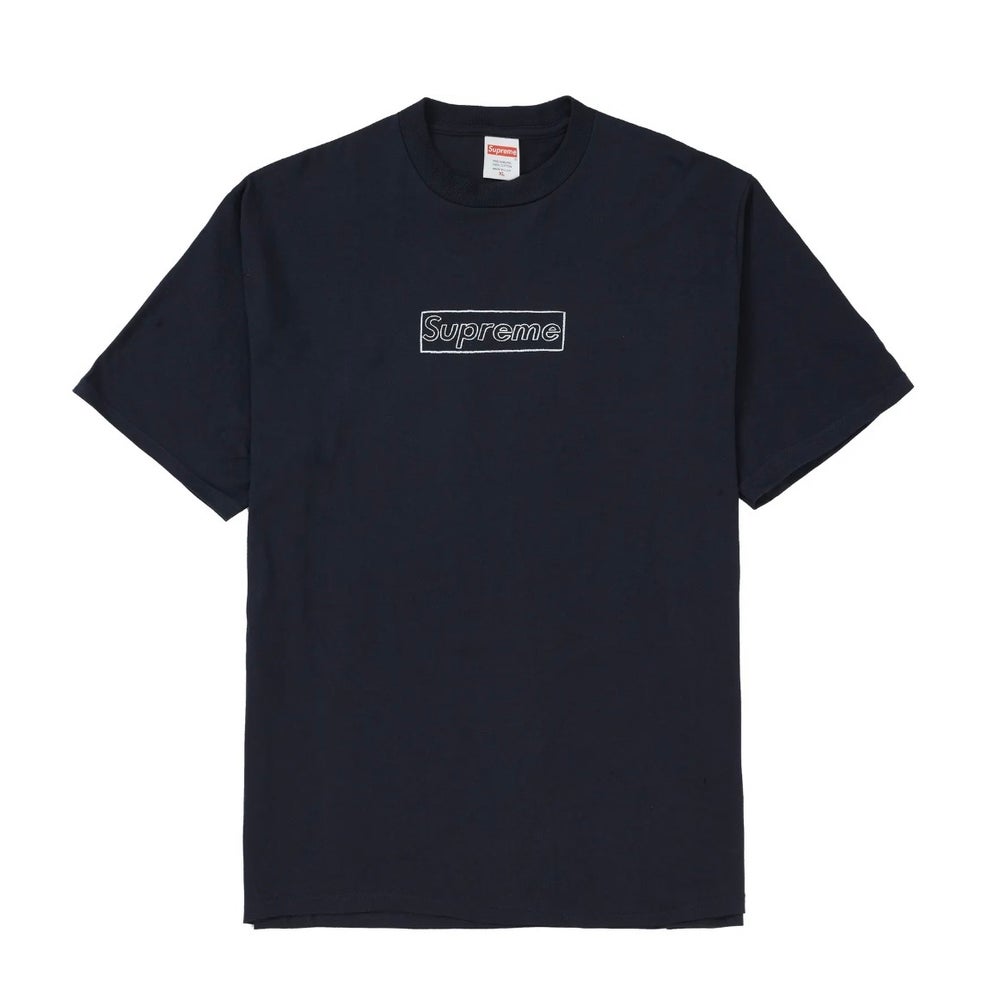 SUPREME KAWS BOX LOGO TEE NAVY